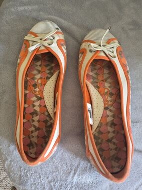 Puma Orange and Cream Patterned Ballet Flats